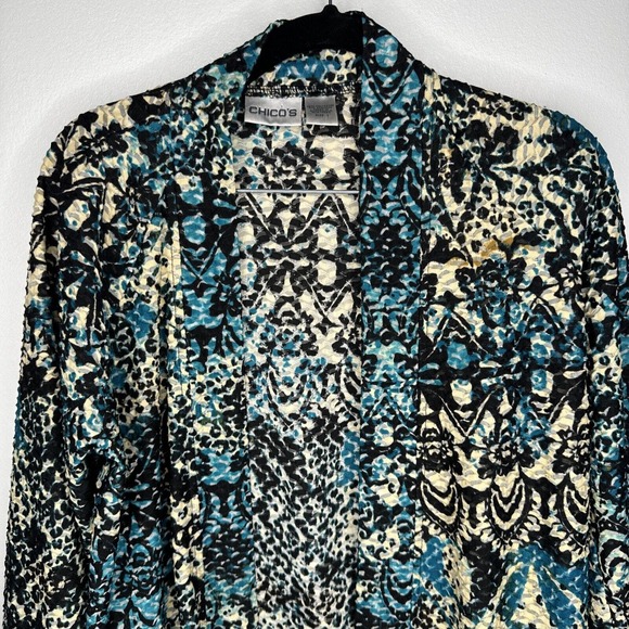 Chicos size 1 M Open Front Drape Cardigan Floral Textured - Picture 3 of 6